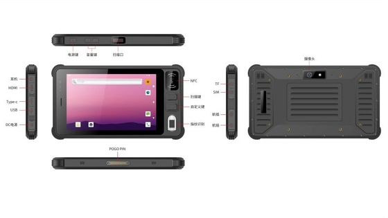8 Nissen-Anzeige Zoll-Mini Rugged Android Tablets 2D Scanner-HDMI 1000
