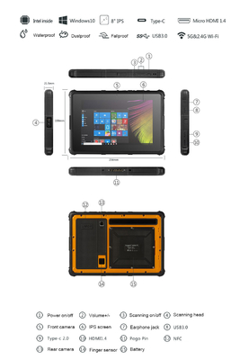 IP67 Schirm 8 Zoll-Tablet schroffer PC HD Sunglight lesbarer 800×1280